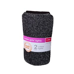 Wonder Nation Silver Shimmer Lurex And Black Flat Tights